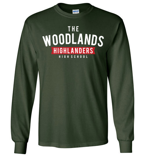 The Woodlands High School Highlanders Dark Green Long Sleeve T-shirt 21