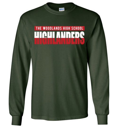 The Woodlands High School Highlanders Dark Green Long Sleeve T-shirt 25