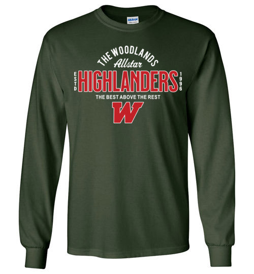 The Woodlands High School Highlanders Dark Green Long Sleeve T-shirt 40