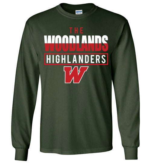 The Woodlands High School Highlanders Dark Green Long Sleeve T-shirt 29