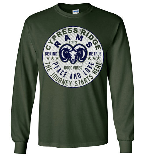 Cypress Ridge High School Rams Forest Green  Long Sleeve T-shirt 16