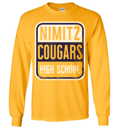 Nimitz High School Cougars Gold Long Sleeve T-shirt 01