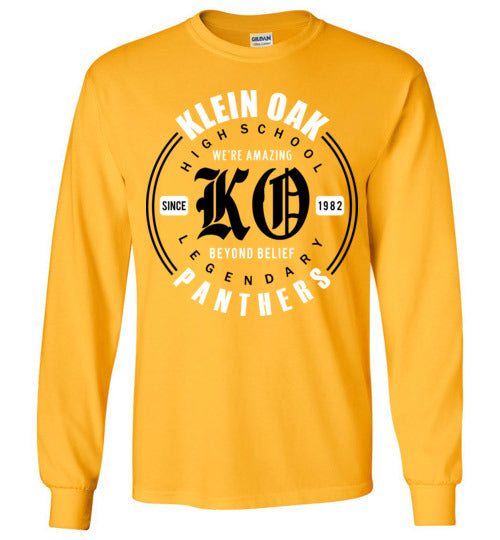 Klein Oak Panthers - Design 15 - Gold Long Sleeve T-shirt