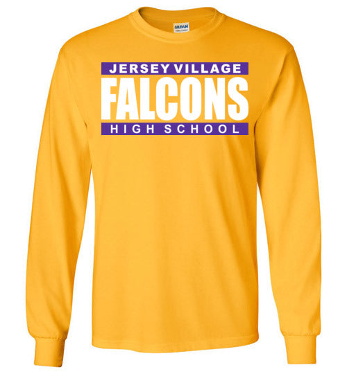 Jersey Village High School Falcons Gold Long Sleeve T-shirt 98