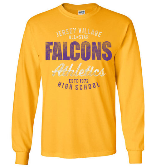 Jersey Village High School Falcons Gold Long Sleeve T-shirt 34