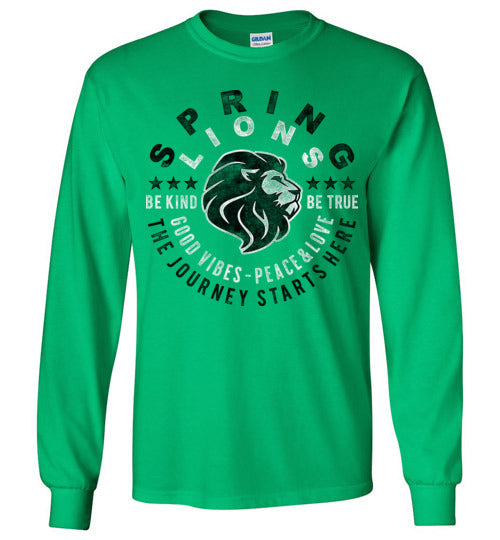 Spring High School Lions Green Long Sleeve T-shirt 16