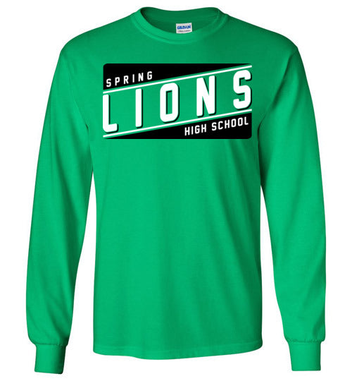 Spring High School Lions Green Long Sleeve T-shirt 84