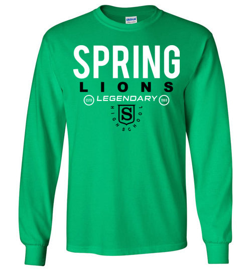 Spring High School Lions Green Long Sleeve T-shirt  03