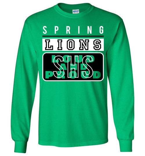 Spring High School Lions Green Long Sleeve T-shirt 86