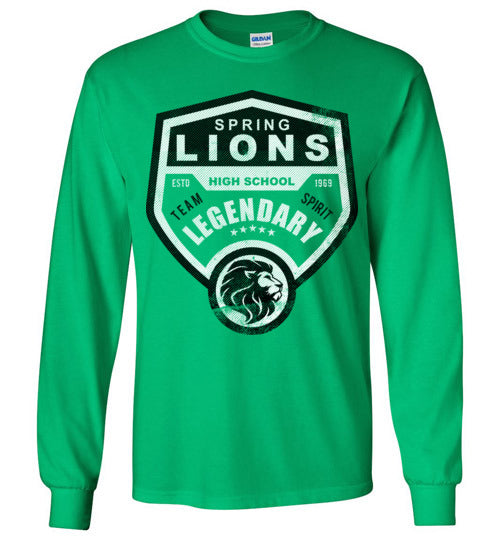 Spring High School Lions Green Long Sleeve T-shirt 14