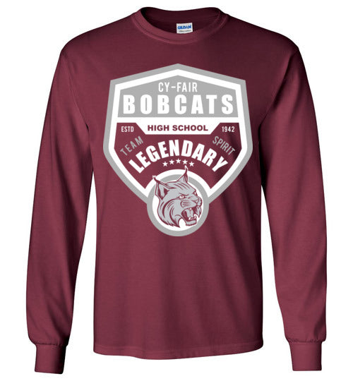 Cy-Fair High School Bobcats Maroon Long Sleeve T-shirt 14