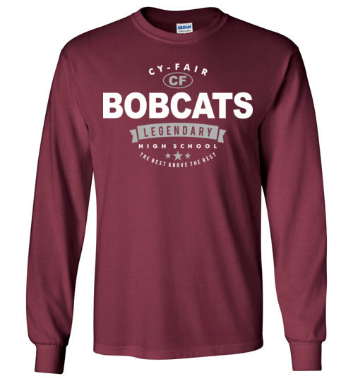 Cy-Fair High School Bobcats Maroon Long Sleeve T-shirt 44