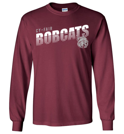 Cy-Fair High School Bobcats Maroon Long Sleeve T-shirt 08