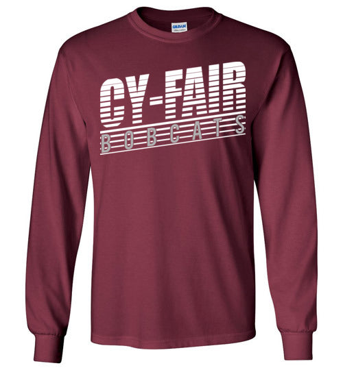 Cy-Fair High School Bobcats Maroon Long Sleeve T-shirt 32