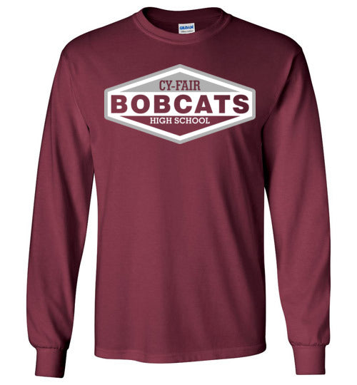 Cy-Fair High School Bobcats Maroon Long Sleeve T-shirt 09