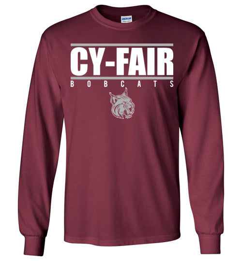 Cy-Fair High School Bobcats Maroon Long Sleeve T-shirt 07