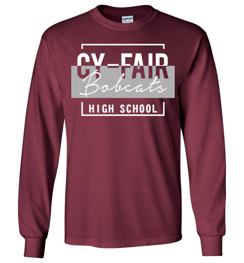 Cy-Fair High School Bobcats Maroon Long Sleeve T-shirt 05