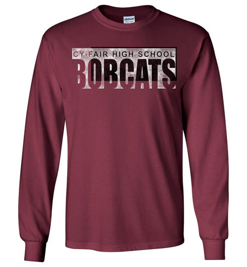 Cy-Fair High School Bobcats Maroon Long Sleeve T-shirt 22