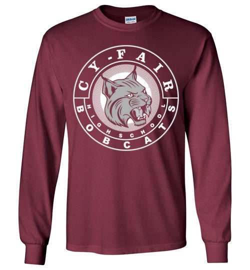 Cy-Fair High School Bobcats Maroon Long Sleeve T-shirt 02