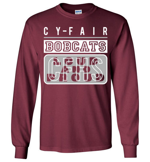 Cy-Fair High School Bobcats Maroon Long Sleeve T-shirt 86