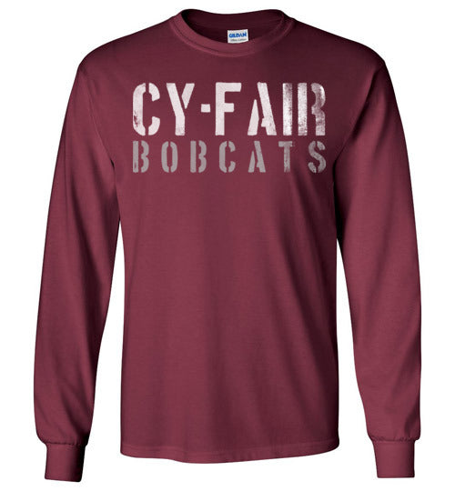 Cy-Fair High School Bobcats Maroon Long Sleeve T-shirt 17