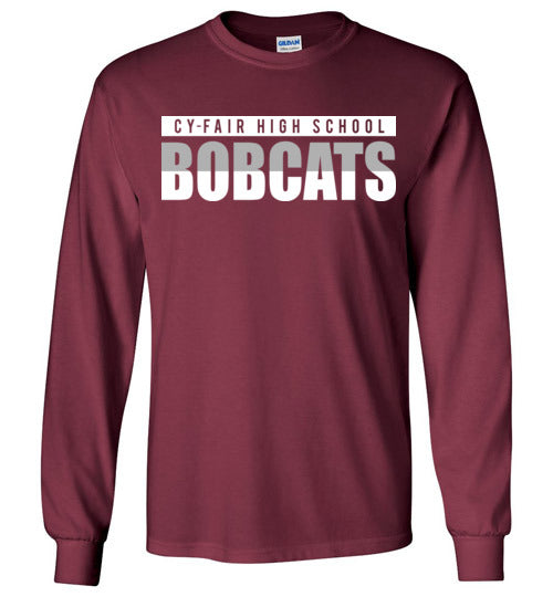 Cy-Fair High School Bobcats Maroon Long Sleeve T-shirt 25