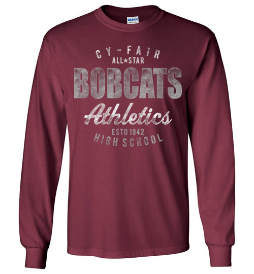 Cy-Fair High School Bobcats Maroon Long Sleeve T-shirt 34