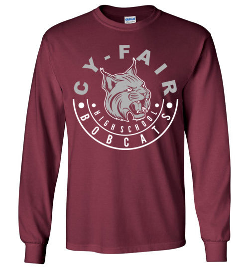 Cy-Fair High School Bobcats Maroon Long Sleeve T-shirt 19