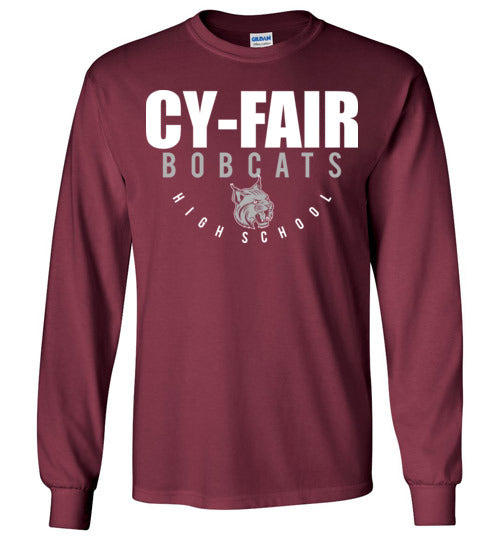 Cy-Fair High School Bobcats Maroon Long Sleeve T-shirt 12