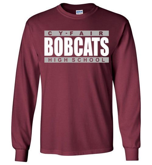 Cy-Fair High School Bobcats Maroon Long Sleeve T-shirt 98