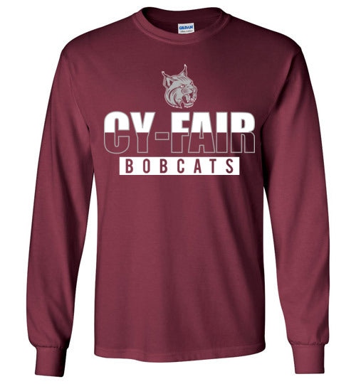 Cy-Fair High School Bobcats Maroon Long Sleeve T-shirt 23