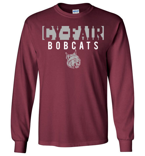 Cy-Fair High School Bobcats Maroon Long Sleeve T-shirt 06