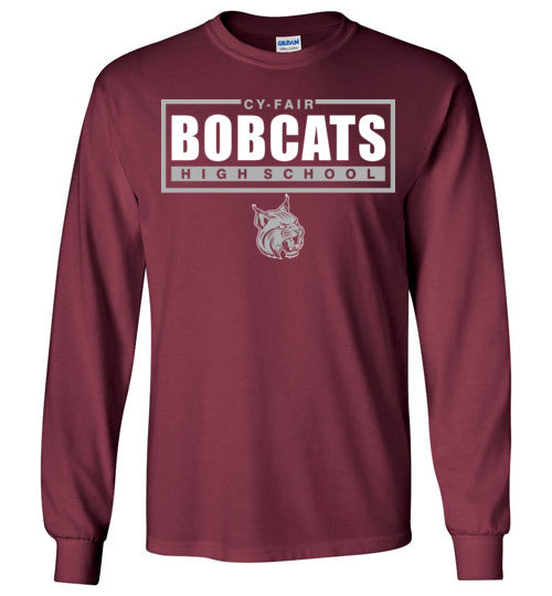 Cy-Fair High School Bobcats Maroon Long Sleeve T-shirt 49