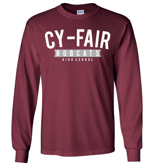 Cy-Fair High School Bobcats Maroon Long Sleeve T-shirt 21