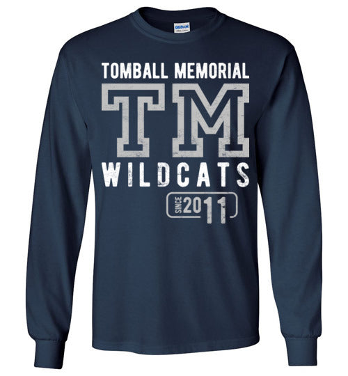 Tomball Memorial High School Wildcats Navy Long Sleeve T-shirt 08