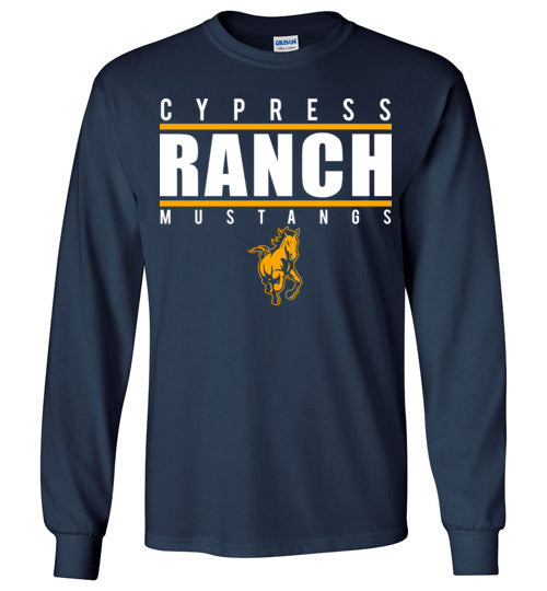 Cypress Ranch High School Mustangs Navy Long Sleeve T-shirt 07