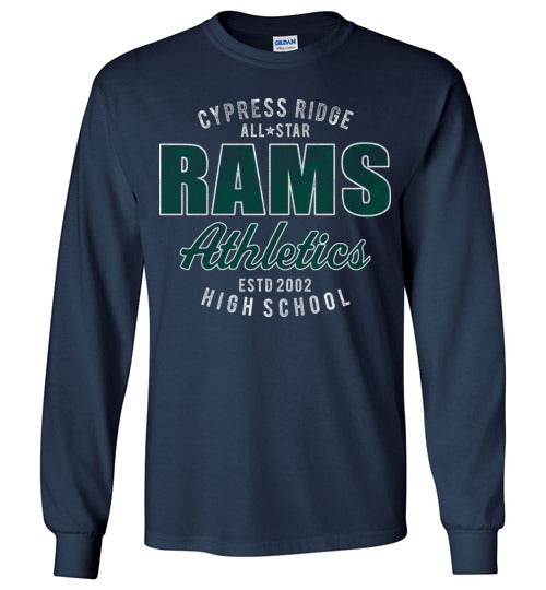 Cypress Ridge High School Rams Navy Long Sleeve T-shirt 34