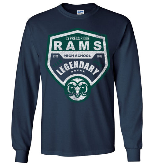 Cypress Ridge High School Rams Navy Long Sleeve T-shirt 14