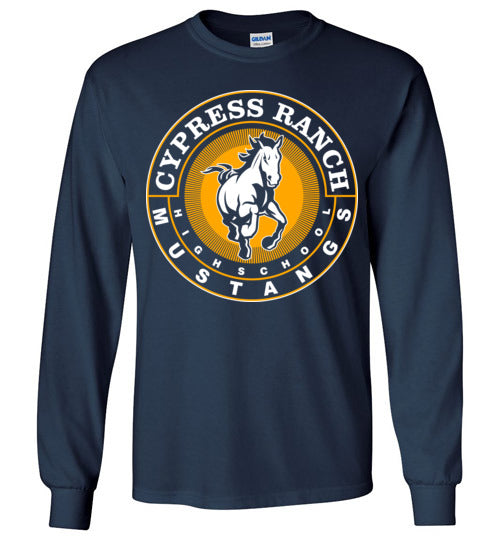 Cypress Ranch High School Mustangs Navy Long Sleeve T-shirt 02