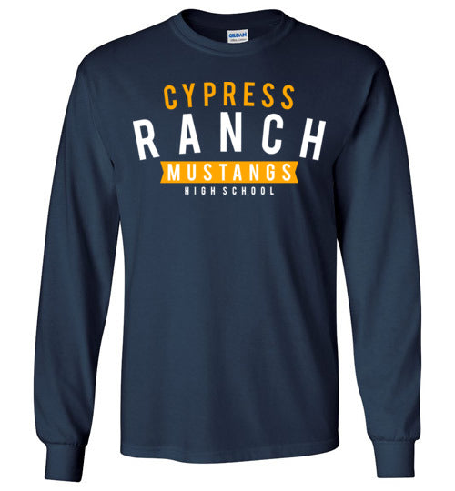 Cypress Ranch High School Mustangs Navy Long Sleeve T-shirt 21