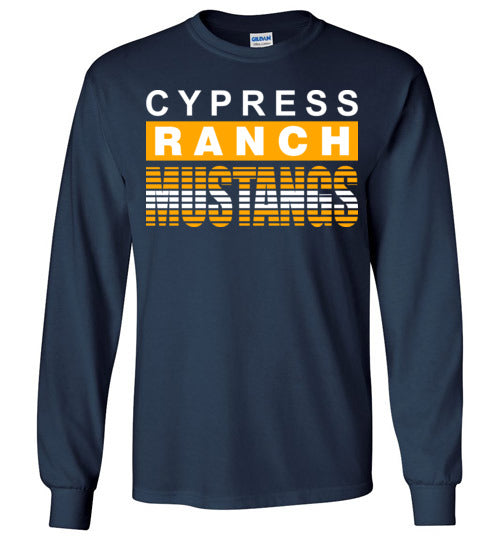 Cypress Ranch High School Mustangs Navy Long Sleeve T-shirt 35