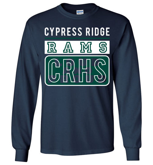 Cypress Ridge High School Rams Navy Long Sleeve T-shirt 86
