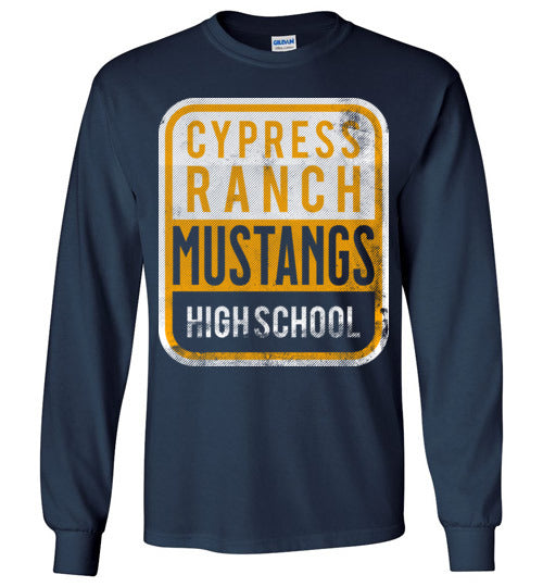 Cypress Ranch High School Mustangs Navy Long Sleeve T-shirt 01