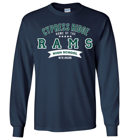 Cypress Ridge High School Rams Navy Long Sleeve T-shirt 96