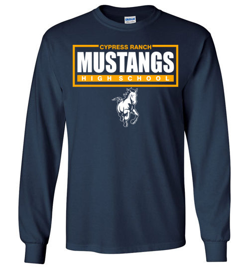 Cypress Ranch High School Mustangs Navy Long Sleeve T-shirt 49