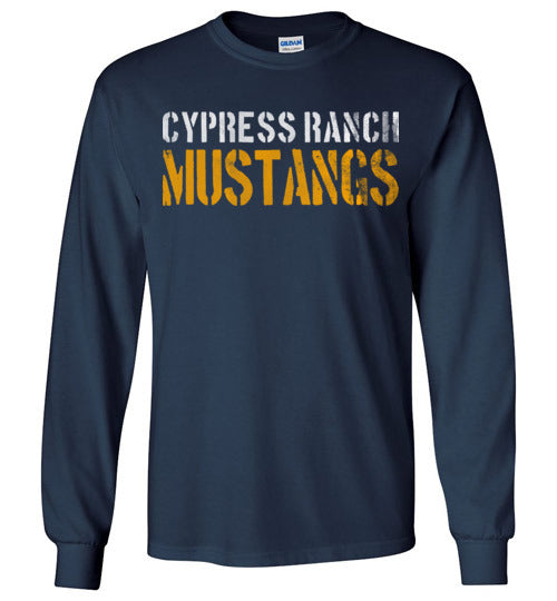 Cypress Ranch High School Mustangs Navy Long Sleeve T-shirt 17
