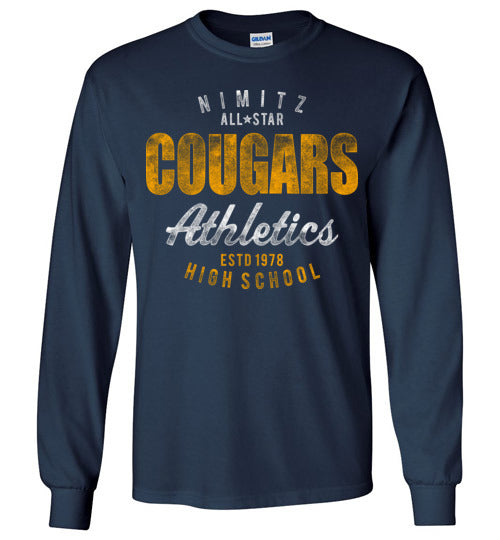 Nimitz High School Cougars Navy Long Sleeve T-shirt 34