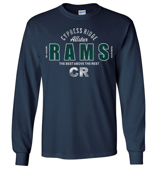 Cypress Ridge High School Rams Navy Long Sleeve T-shirt 40