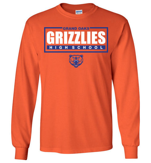 Grand Oaks High School Grizzlies Orange Long Sleeve T-shirt 49