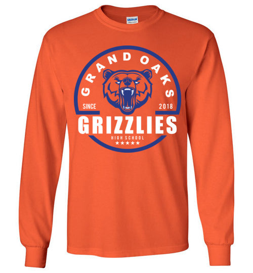 Grand Oaks High School Grizzlies Orange Long Sleeve T-shirt 04